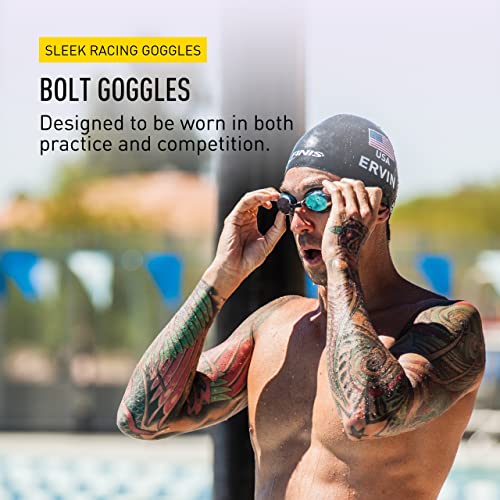 FINIS Bolt Competition Swim Goggles for Adults - UV Protection & Anti-Fog Lenses - Adjustable - 3 Nosepieces