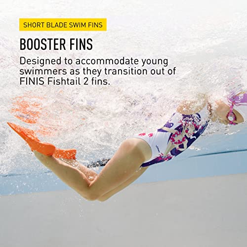 Finis Booster Kids Swim Fins for Kids Ages 8+, Swimming Practice, Pool Workout, Speed and Endurance Training, Pack of 2
