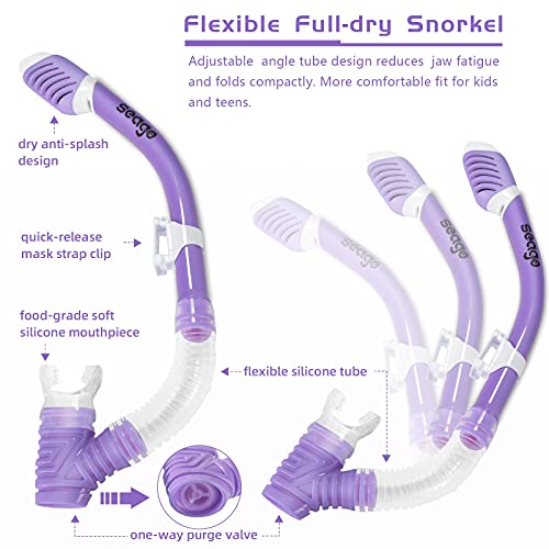 Seago Kids Dry Top Snorkel Tube Comfortable Mouthpiece One-Way Purge Valve for Divers
| Seago Kids Dry Top Snorkel Tube