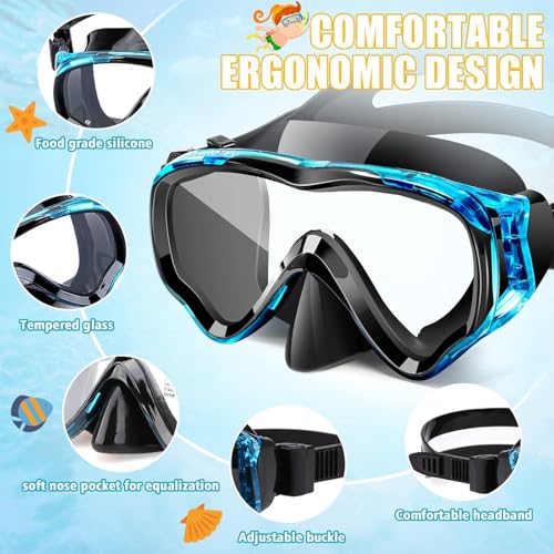 Full Dry Snorkeling Mask for Kids and Adults, Anti-Fog Protection, Unisex, HD Panoramic View, Snorkeling Gear for Ages