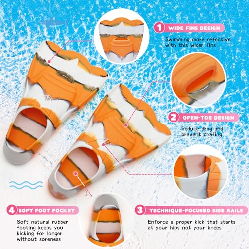 Kids' Swim Fins for Training and Lap Swimming Pool Snorkeling
Kids' Short Swim Flippers for Boys and Girls
Kids' Swimmin