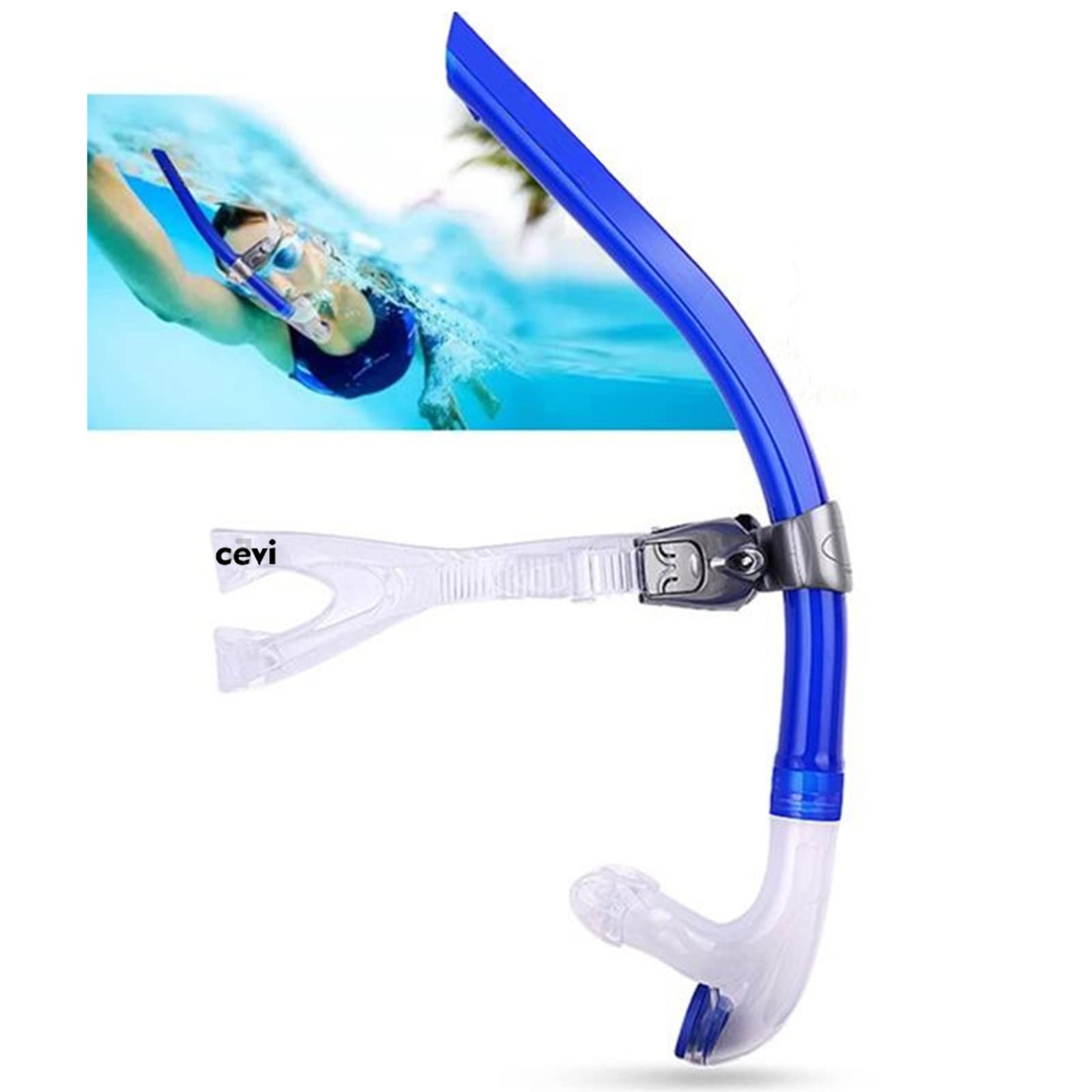 Swim Snorkel for Lap Swimming, Adult Snorkeling Gear for Training in Pool and Open Water, One-Way Purge Valve Snorkel
