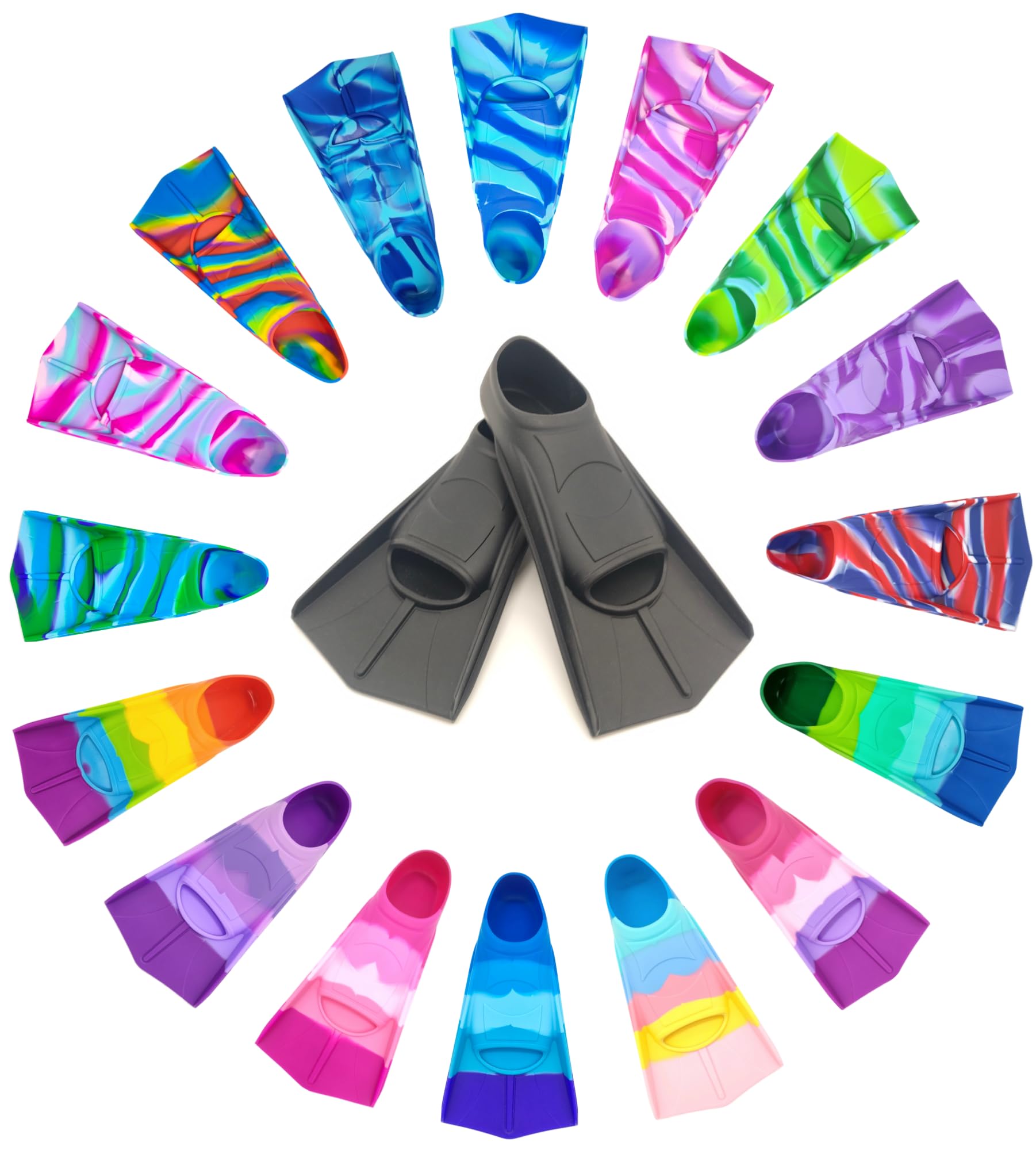 Swimming Training Fins Comfortable Silicone Flippers for Kids Girls Boys Adults Size Suitable