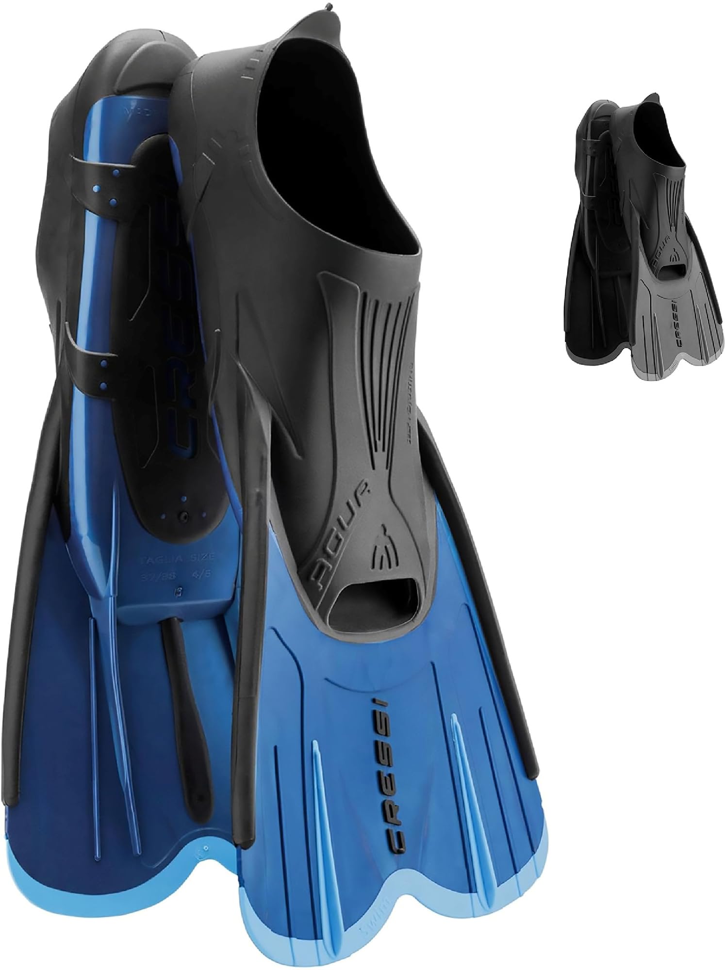 CRESSI Adult Short Light Swim Fins with Self-Adjustable Comfortable Full Foot Pocket - Best Travel Companion - Agua Shor
