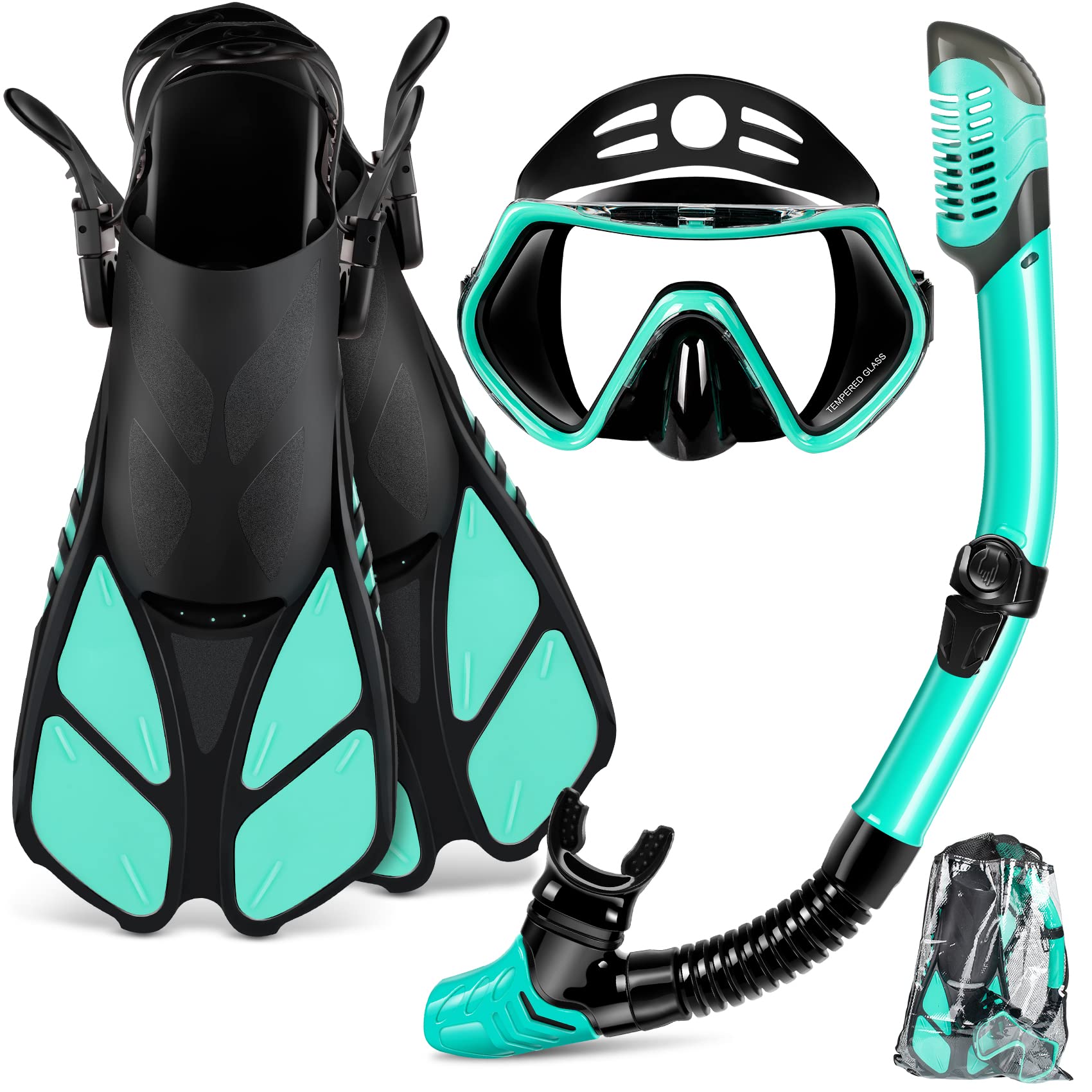 ZEEPORTE Anti-Fog Snorkel Mask for Adults with Panoramic View, Trek Fins, and Gear Bag
| ZEEPORTE Travel Size Snorkelin