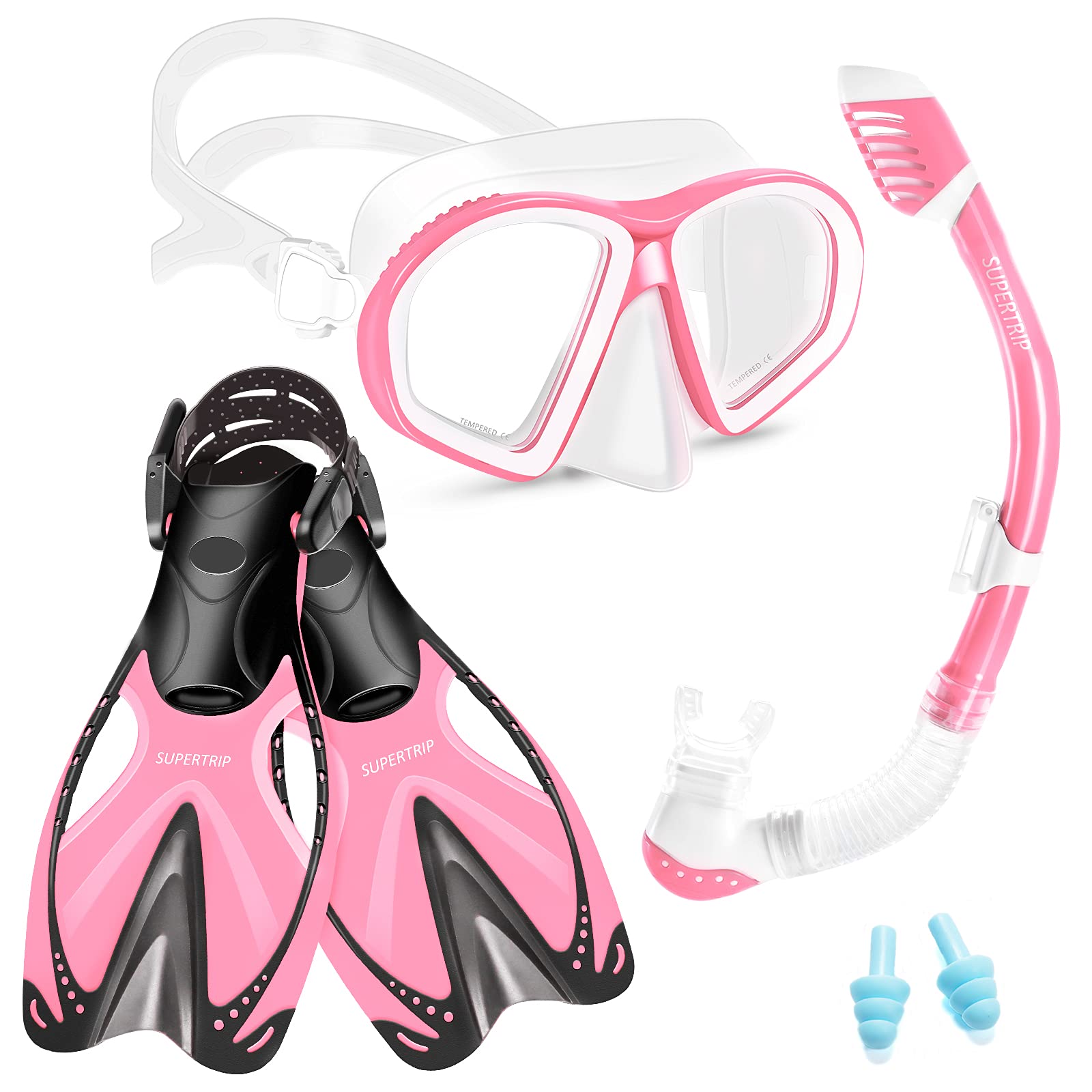 Supertrip Kids Snorkeling Set, Snorkeling Gear for Kids 6-14, Dry Top Snorkel Adjustable Swim Fins  
Supertrip Snorkelin